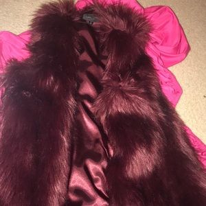 BURGUNDY FUR VEST.